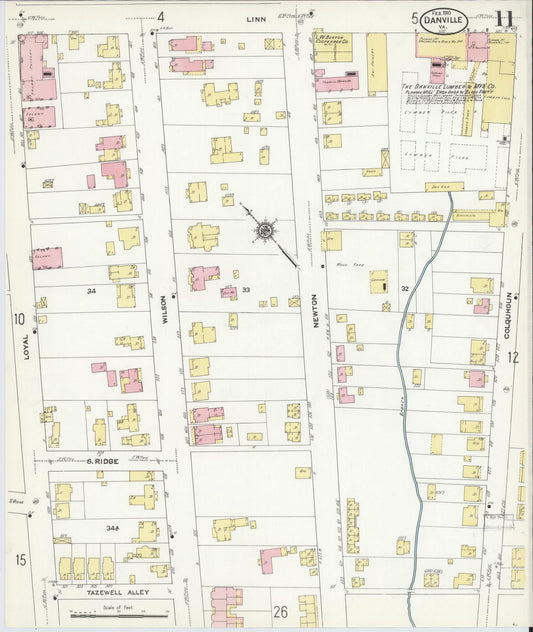 Sanborn Fire Insurance Map from Danville, Independent Cities, Virginia (1910), Sheet #0011 - Historic Sanborn Fire Insurance Map Print, vintage old map wall art, antique decor, genealogy gift, Virginia Virginia map