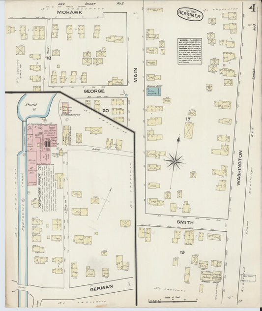 Sanborn Fire Insurance Map from Herkimer, Herkimer County, New York (1884), Sheet #0004 - Historic Sanborn Fire Insurance Map Print, vintage old map wall art, antique decor, genealogy gift, New York New York map