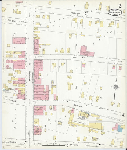 Sanborn Fire Insurance Map from Libertyville, Lake County, Illinois (1912), Sheet #0002 - Historic Sanborn Fire Insurance Map Print, vintage old map wall art, antique decor, genealogy gift, Illinois Illinois map
