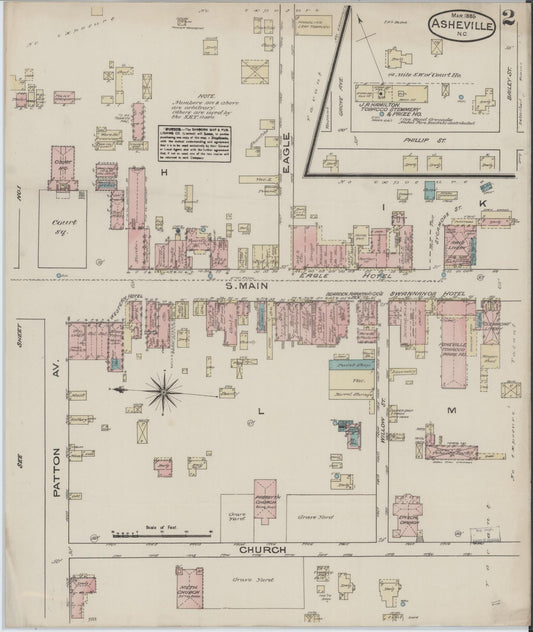 Sanborn Fire Insurance Map from Asheville, Buncombe County, North Carolina (1885), Sheet #0002 - Historic Sanborn Fire Insurance Map Print, vintage old map wall art, antique decor, genealogy gift, North Carolina North Carolina map