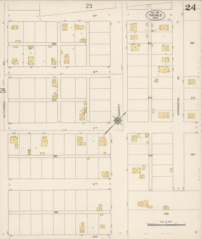 Sanborn Fire Insurance Map from Chehalis, Lewis County, Washington (1912), Sheet #0024 - Complete Map Set gallery image, historic Sanborn map, vintage wall art, Washington Washington