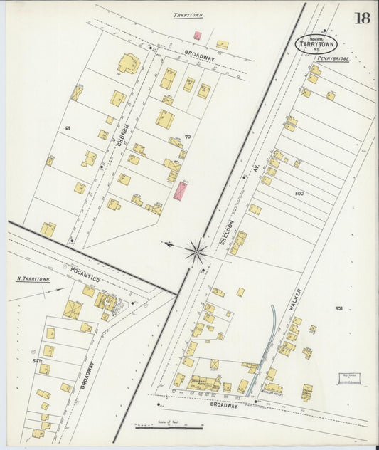 Sanborn Fire Insurance Map from Tarrytown, Westchester County, New York (1898), Sheet #0018 - Historic Sanborn Fire Insurance Map Print, vintage old map wall art, antique decor, genealogy gift, New York New York map