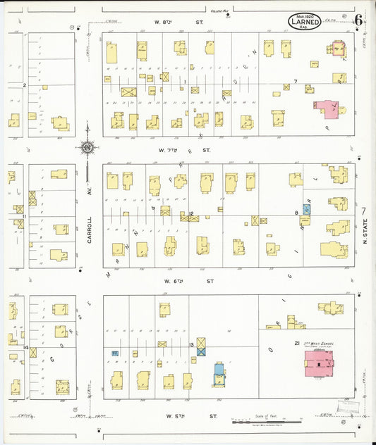 Sanborn Fire Insurance Map from Larned, Pawnee County, Kansas (1920), Sheet #0006 - Historic Sanborn Fire Insurance Map Print, vintage old map wall art, antique decor, genealogy gift, Kansas Kansas map