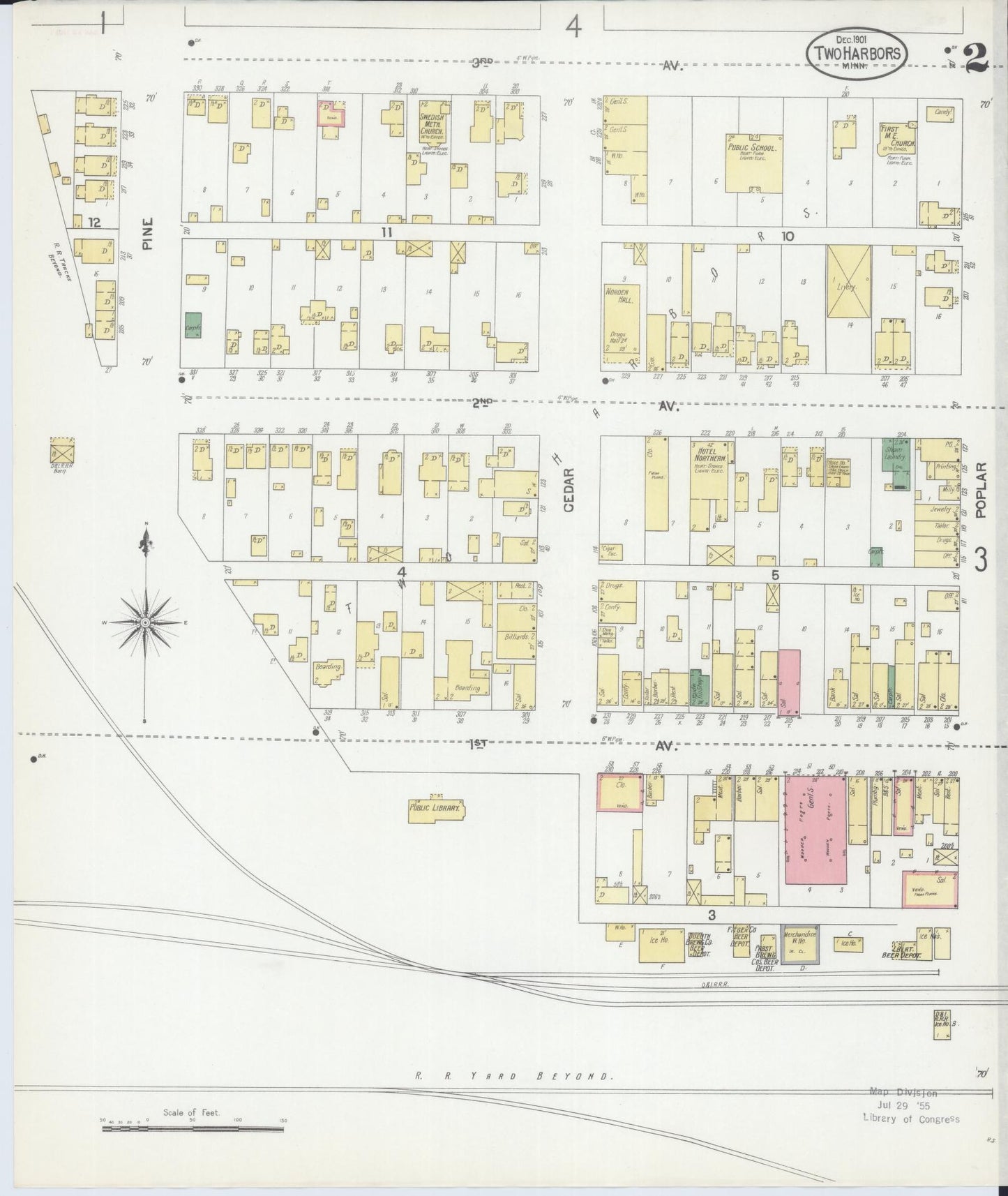 Sanborn Fire Insurance Map from Two Harbors, Lake County, Minnesota (1901), Sheet #0002 - Complete Map Set gallery image, historic Sanborn map, vintage wall art, Minnesota Minnesota