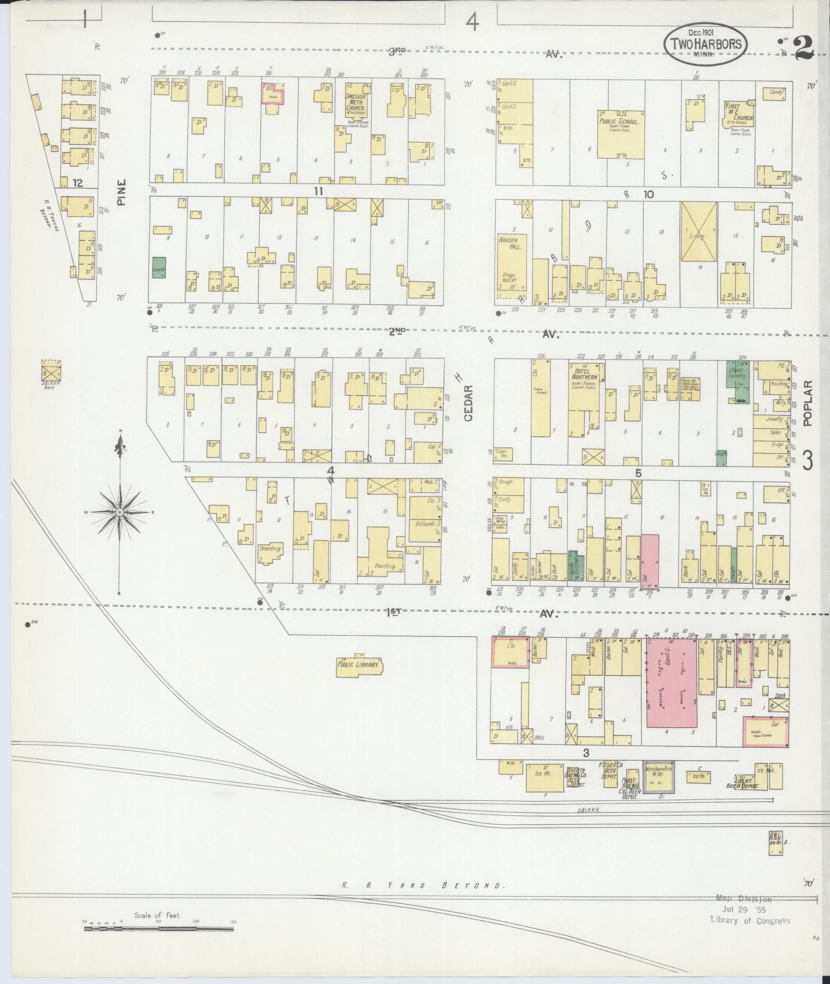 Sanborn Fire Insurance Map from Two Harbors, Lake County, Minnesota (1901), Sheet #0002 - Complete Map Set gallery image, historic Sanborn map, vintage wall art, Minnesota Minnesota