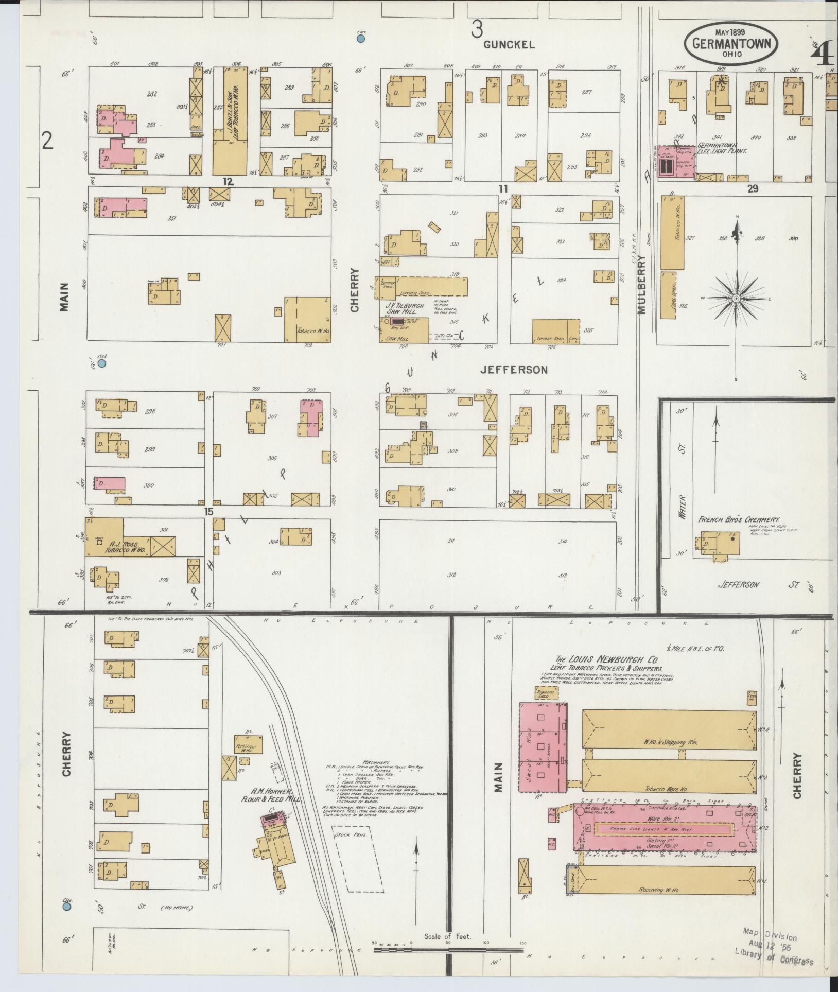 Sanborn Fire Insurance Map from Germantown, Montgomery County, Ohio (1899), Sheet #0004 - Historic Sanborn Fire Insurance Map Print, vintage old map wall art, antique decor, genealogy gift, Ohio Ohio map