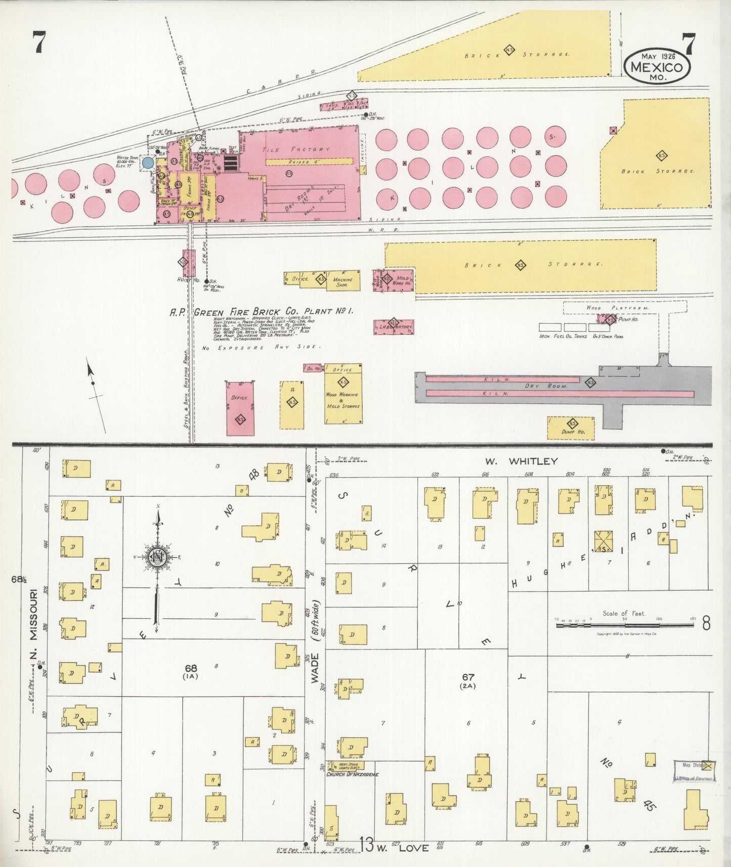 Sanborn Fire Insurance Map from Mexico, Audrain County, Missouri (1926), Sheet #0007 - Complete Map Set gallery image, historic Sanborn map, vintage wall art, Missouri Missouri