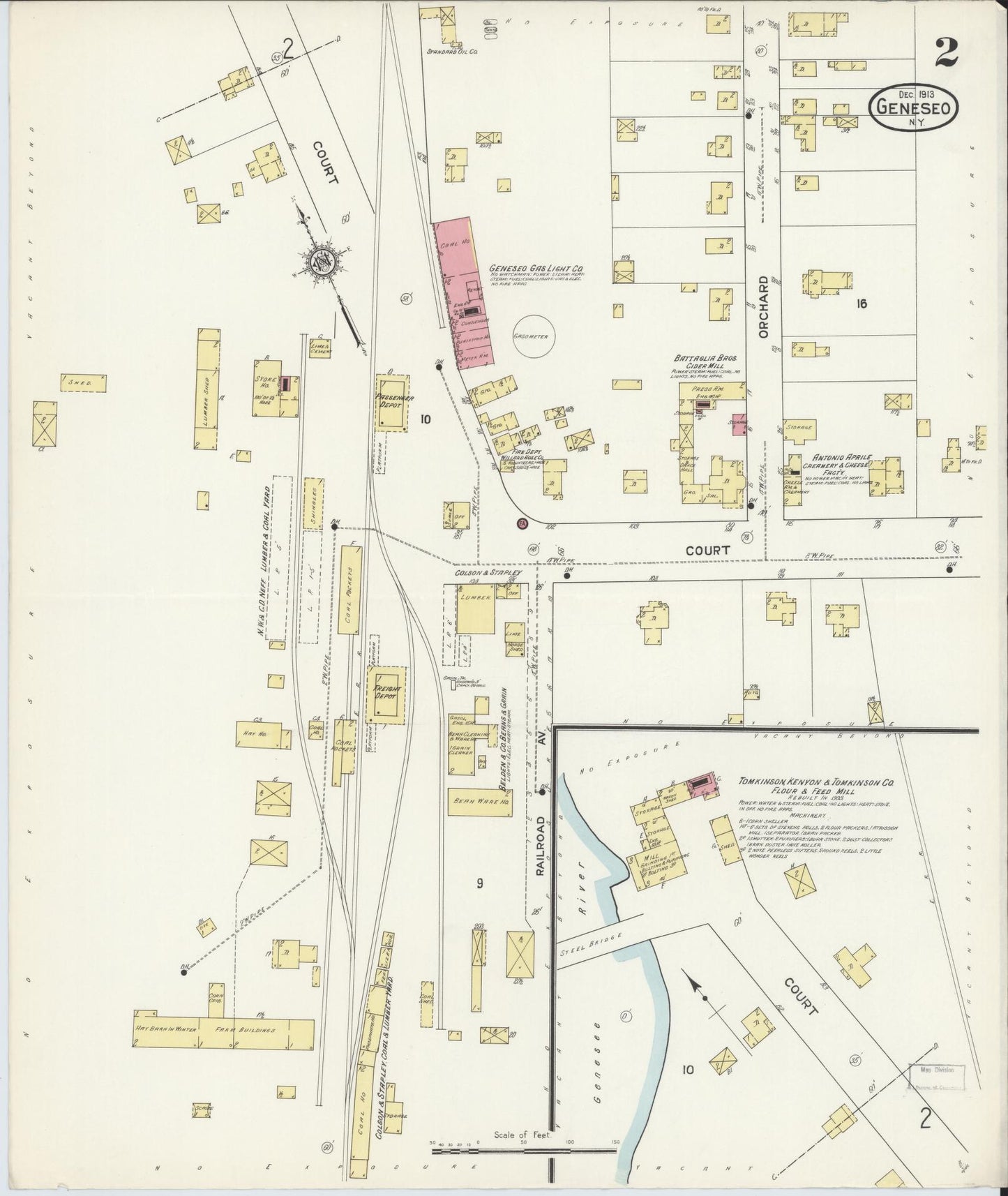 Sanborn Fire Insurance Map from Geneseo, Livingston County, New York (1913), Sheet #0002 - Complete Map Set gallery image, historic Sanborn map, vintage wall art, New York New York