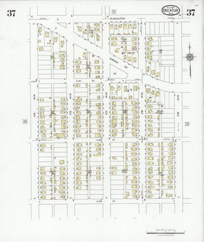 Sanborn Fire Insurance Map from Decatur, Morgan County, Alabama (1927), Sheet #0037 - Complete Map Set gallery image, historic Sanborn map, vintage wall art, Alabama Alabama