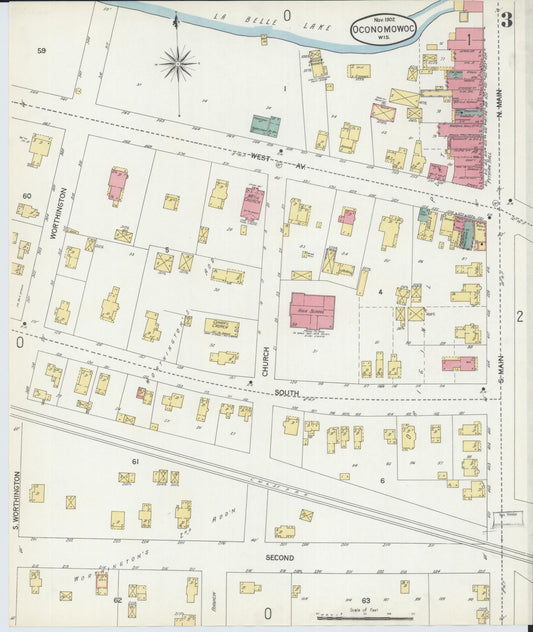 Sanborn Fire Insurance Map from Oconomowoc, Waukesha County, Wisconsin (1902), Sheet #0003 - Historic Sanborn Fire Insurance Map Print, vintage old map wall art, antique decor, genealogy gift, Wisconsin Wisconsin map