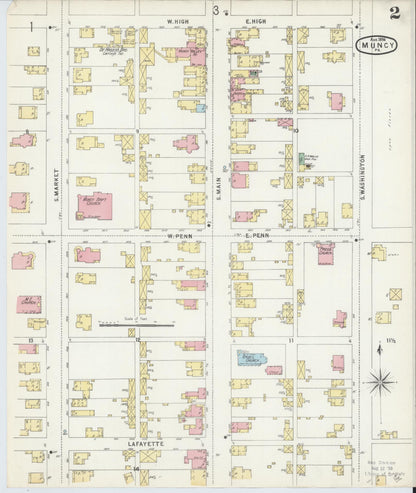 Sanborn Fire Insurance Map from Muncy, Lycoming County, Pennsylvania (1896), Sheet #0002 - Complete Map Set gallery image, historic Sanborn map, vintage wall art, Pennsylvania Pennsylvania