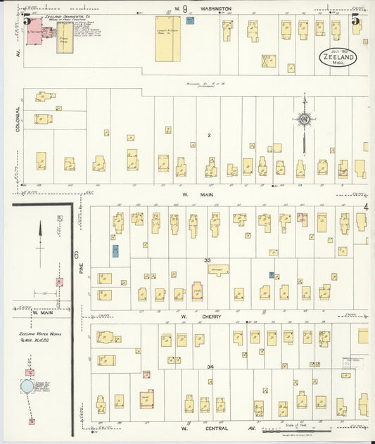 Sanborn Fire Insurance Map from Zeeland, Ottawa County, Michigan (1923), Sheet #0005 - Historic Sanborn Fire Insurance Map Print, vintage old map wall art, antique decor, genealogy gift, Michigan Michigan map