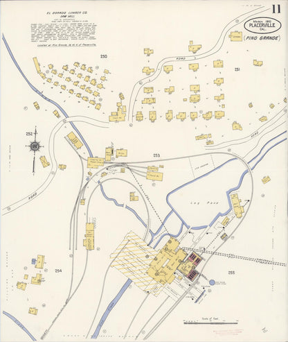 Sanborn Fire Insurance Map from Placerville, El Dorado County, California (1910), Sheet #0011 - Complete Map Set gallery image, historic Sanborn map, vintage wall art, California California