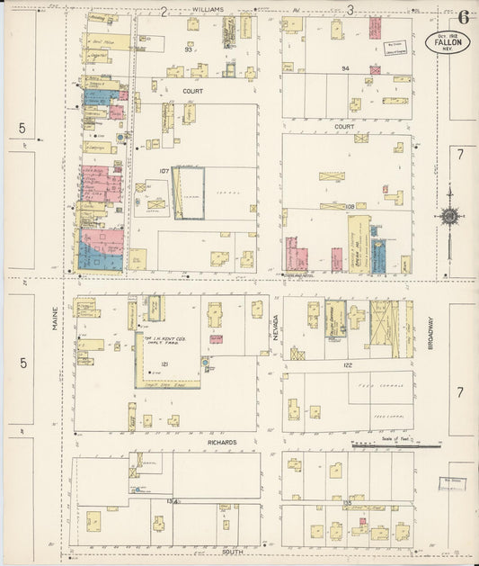 Sanborn Fire Insurance Map from Fallon, Churchill County, Nevada (1912), Sheet #0006 - Historic Sanborn Fire Insurance Map Print, vintage old map wall art, antique decor, genealogy gift, Nevada Nevada map