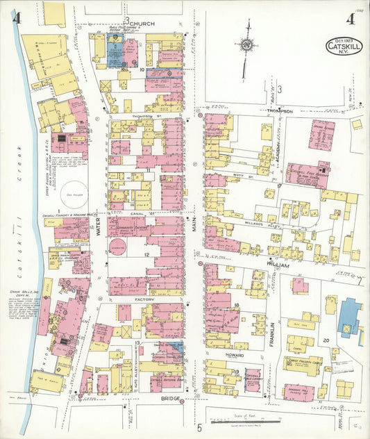 Sanborn Fire Insurance Map from Catskill, Greene County, New York (1923), Sheet #0004 - Historic Sanborn Fire Insurance Map Print, vintage old map wall art, antique decor, genealogy gift, New York New York map