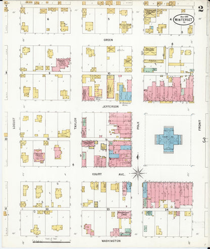 Sanborn Fire Insurance Map from Winterset, Madison County, Iowa (1899), Sheet #0002 - Historic Sanborn Fire Insurance Map Print, vintage old map wall art