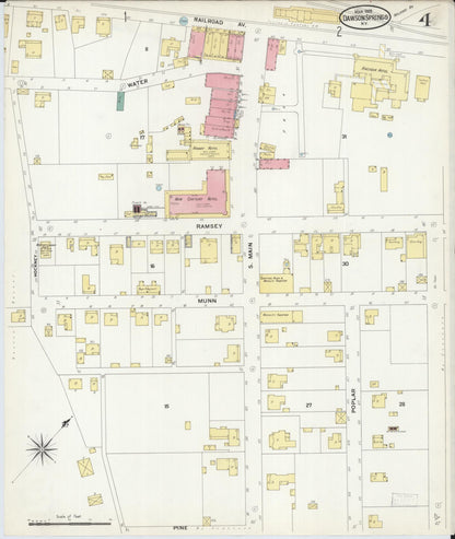 Sanborn Fire Insurance Map from Dawson Springs, Hopkins County, Kentucky (1909), Sheet #0004 - Complete Map Set gallery image, historic Sanborn map, vintage wall art, Kentucky Kentucky