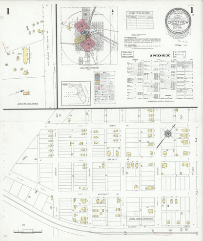 Sanborn Fire Insurance Map from Crestview, Okaloosa County, Florida (1939), Sheet #0001 - Complete Map Set gallery image, historic Sanborn map, vintage wall art, Florida Florida
