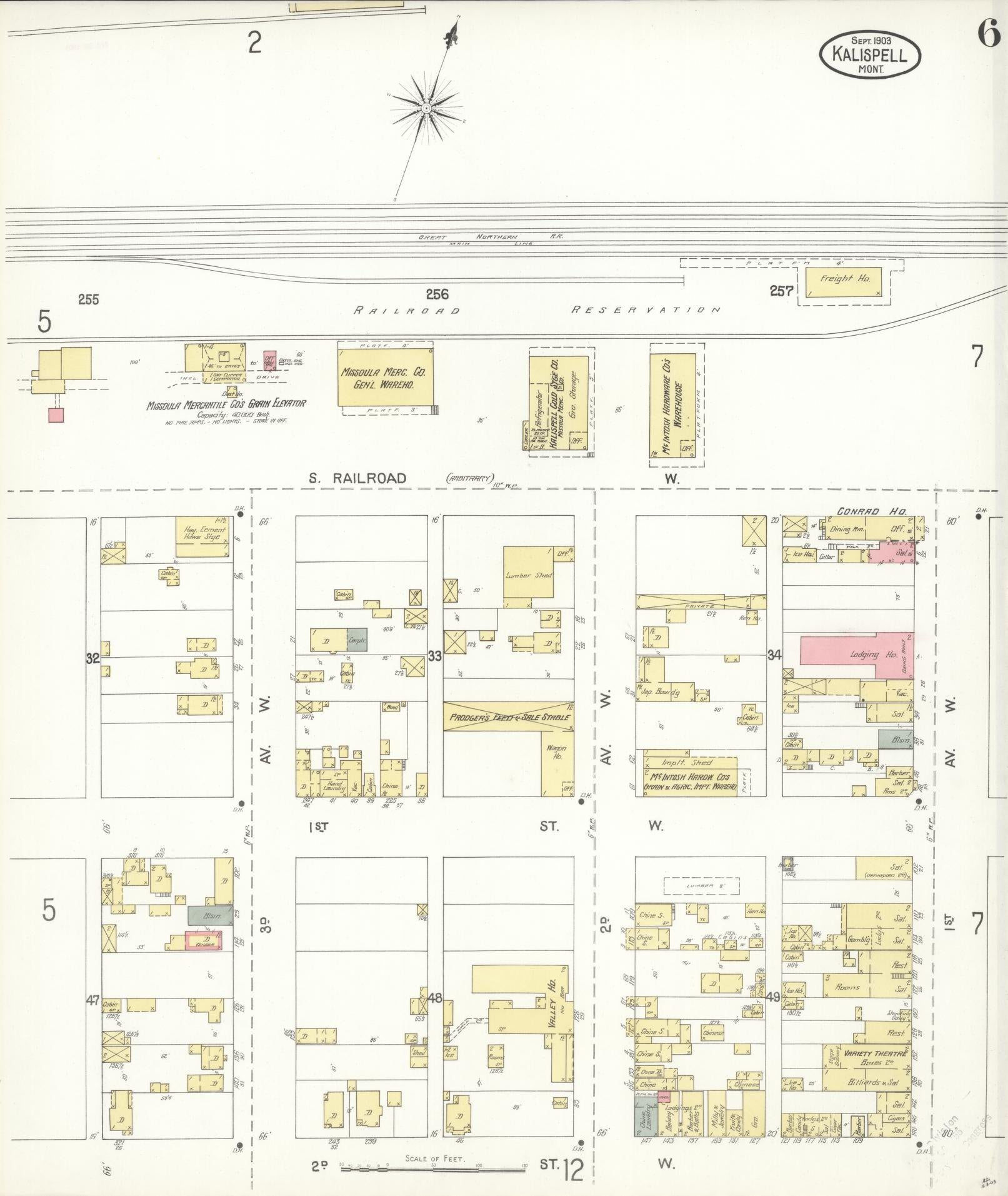 Sanborn Fire Insurance Map from Kalispell, Flathead County, Montana (1903), Sheet #0006 - Complete Map Set gallery image, historic Sanborn map, vintage wall art, Montana Montana