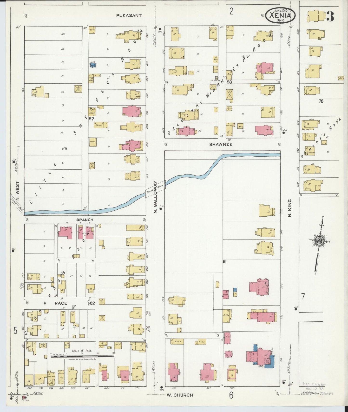 Sanborn Fire Insurance Map from Xenia, Greene County, Ohio (1919), Sheet #0003 - Complete Map Set gallery image, historic Sanborn map, vintage wall art, Ohio Ohio