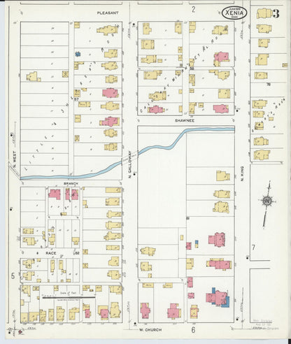 Sanborn Fire Insurance Map from Xenia, Greene County, Ohio (1919), Sheet #0003 - Complete Map Set gallery image, historic Sanborn map, vintage wall art, Ohio Ohio