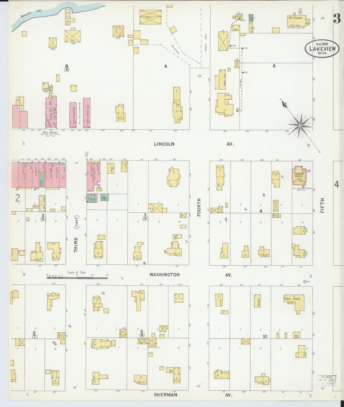 Sanborn Fire Insurance Map from Lakeview, Montcalm County, Michigan (1899), Sheet #0003 - Complete Map Set gallery image, historic Sanborn map, vintage wall art, Michigan Michigan