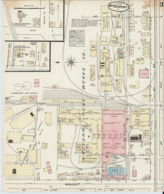 Sanborn Fire Insurance Map from McKeesport, Allegheny County, Pennsylvania (1884), Sheet #0003 - Historic Sanborn Fire Insurance Map Print, vintage old map wall art, antique decor, genealogy gift, Pennsylvania Pennsylvania map