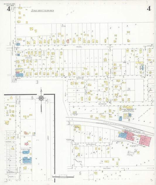 Sanborn Fire Insurance Map from Seymour, Outagamie County, Wisconsin (1938), Sheet #0004 - Historic Sanborn Fire Insurance Map Print, vintage old map wall art, antique decor, genealogy gift, Wisconsin Wisconsin map
