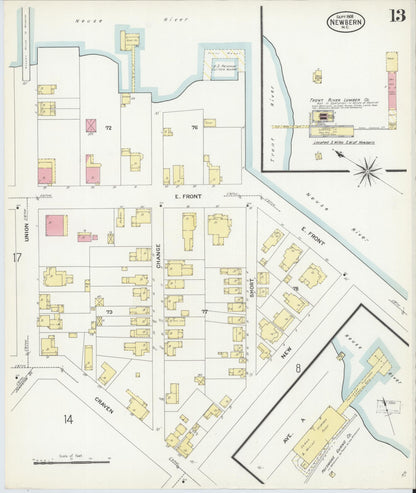 Sanborn Fire Insurance Map from New Bern, Craven County, North Carolina (1908), Sheet #0013 - Complete Map Set gallery image, historic Sanborn map, vintage wall art, North Carolina North Carolina