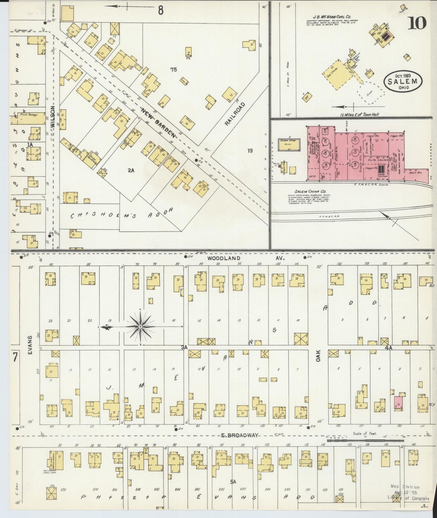 Sanborn Fire Insurance Map from Salem, Columbiana County, Ohio (1903), Sheet #0010 - Historic Sanborn Fire Insurance Map Print, vintage old map wall art, antique decor, genealogy gift, Ohio Ohio map