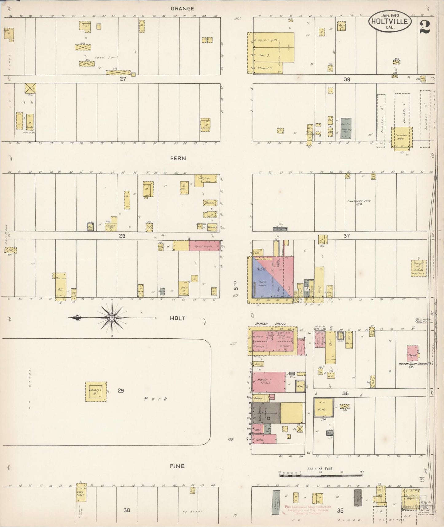 Sanborn Fire Insurance Map from Holtville, Imperial County, California (1910), Sheet #0002 - Historic Sanborn Fire Insurance Map Print, vintage old map wall art, antique decor, genealogy gift, California California map