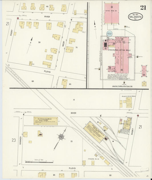 Sanborn Fire Insurance Map from Valdosta, Lowndes County, Georgia (1912), Sheet #0021 - Historic Sanborn Fire Insurance Map Print, vintage old map wall art, antique decor, genealogy gift, Georgia Georgia map