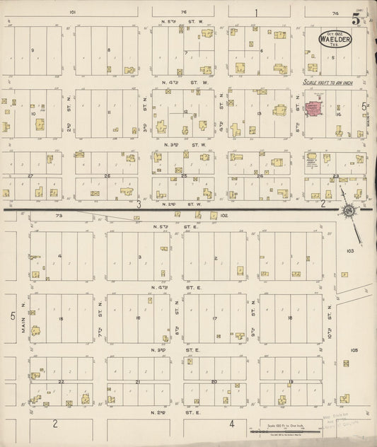 Sanborn Fire Insurance Map from Waelder, Gonzales County, Texas (1922), Sheet #0005 - Historic Sanborn Fire Insurance Map Print, vintage old map wall art, antique decor, genealogy gift, Texas Texas map