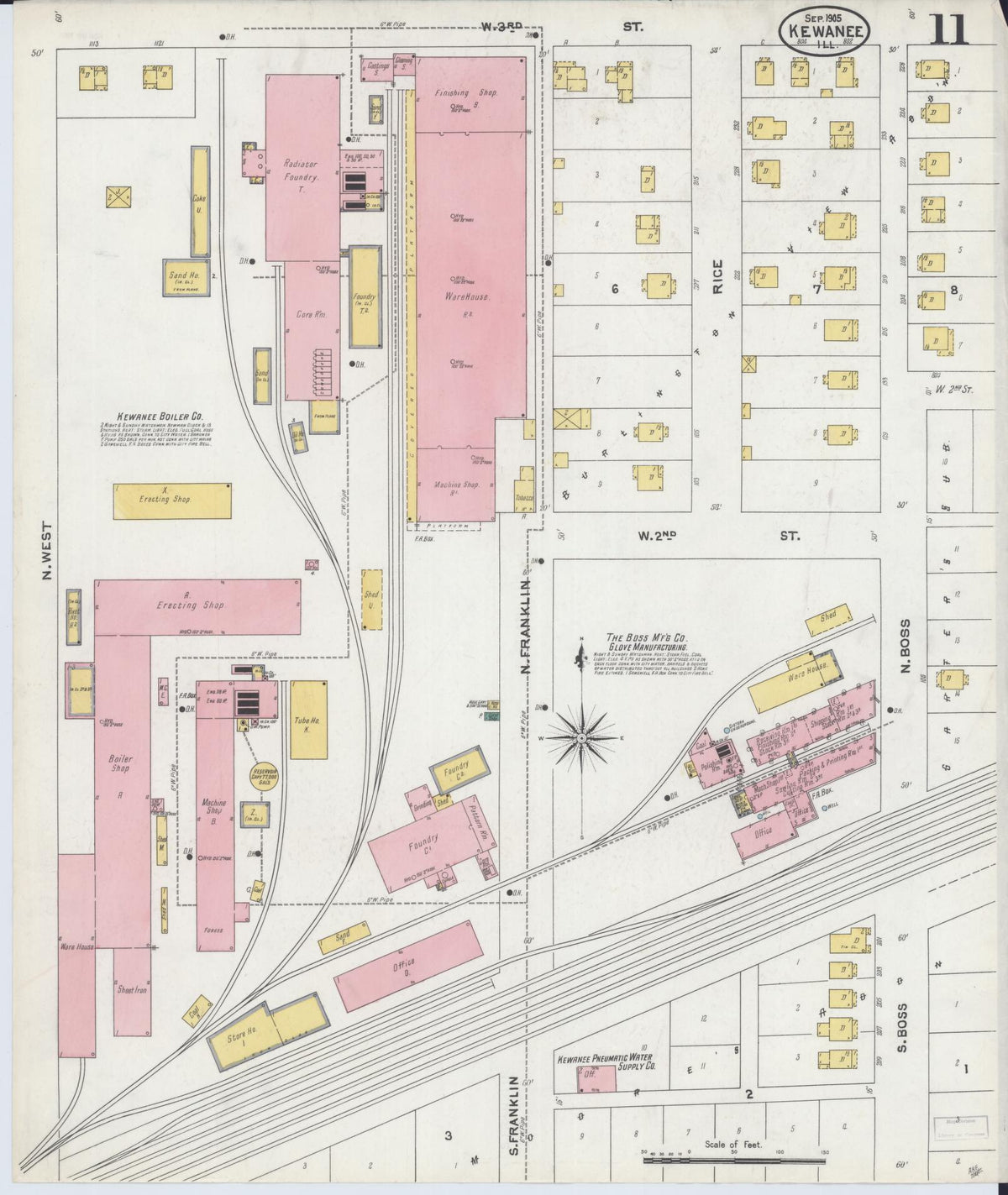 Sanborn Fire Insurance Map from Kewanee, Henry County, Illinois (1905), Sheet #0011 - Complete Map Set gallery image, historic Sanborn map, vintage wall art, Illinois Illinois