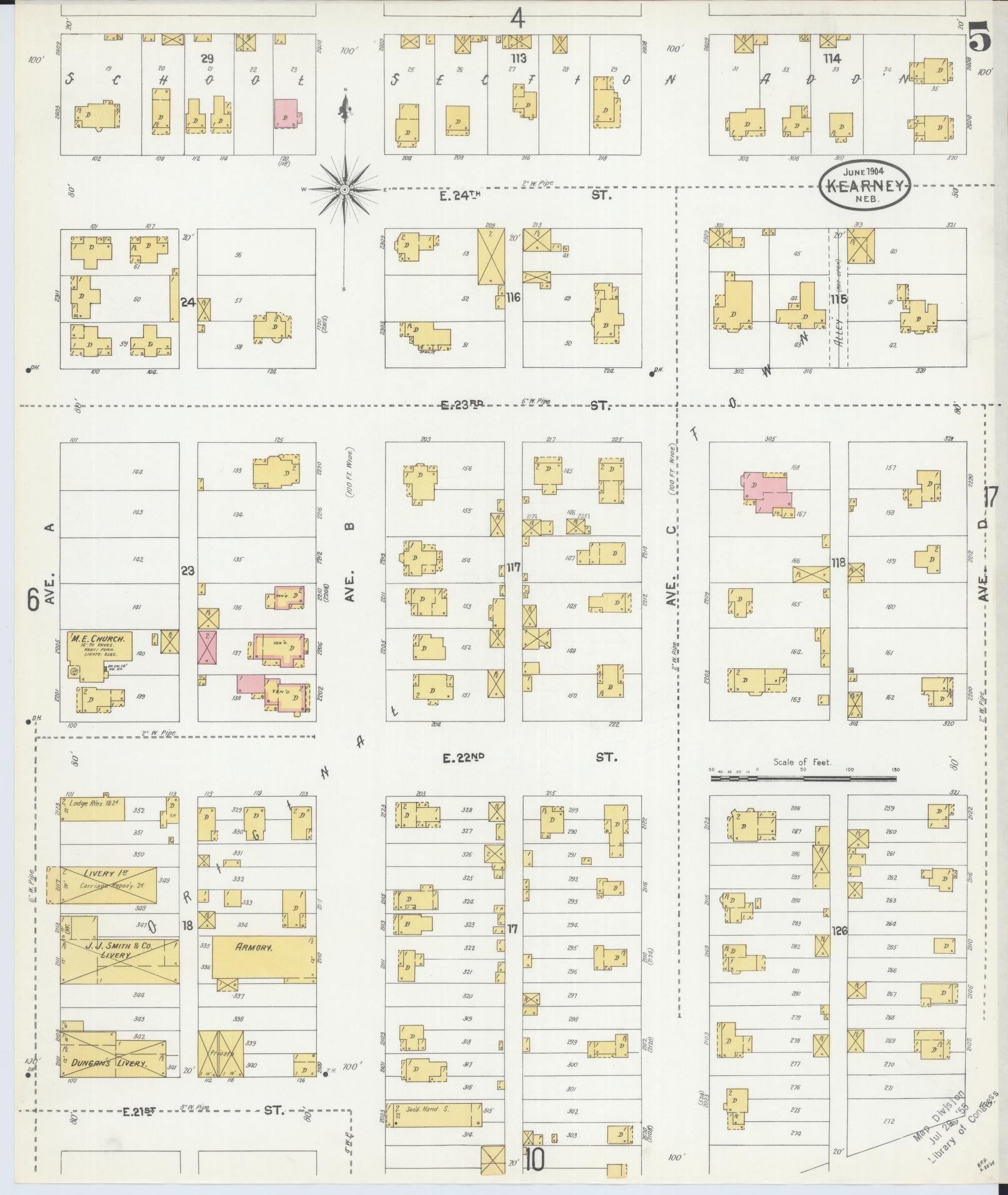 Sanborn Fire Insurance Map from Kearney, Buffalo County, Nebraska (1904), Sheet #0005 - Complete Map Set gallery image, historic Sanborn map, vintage wall art, Nebraska Nebraska