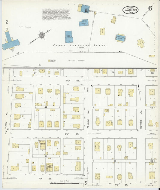 Sanborn Fire Insurance Map from Pawhuska, Osage County, Oklahoma (1912), Sheet #0006 - Historic Sanborn Fire Insurance Map Print, vintage old map wall art, antique decor, genealogy gift, Oklahoma Oklahoma map