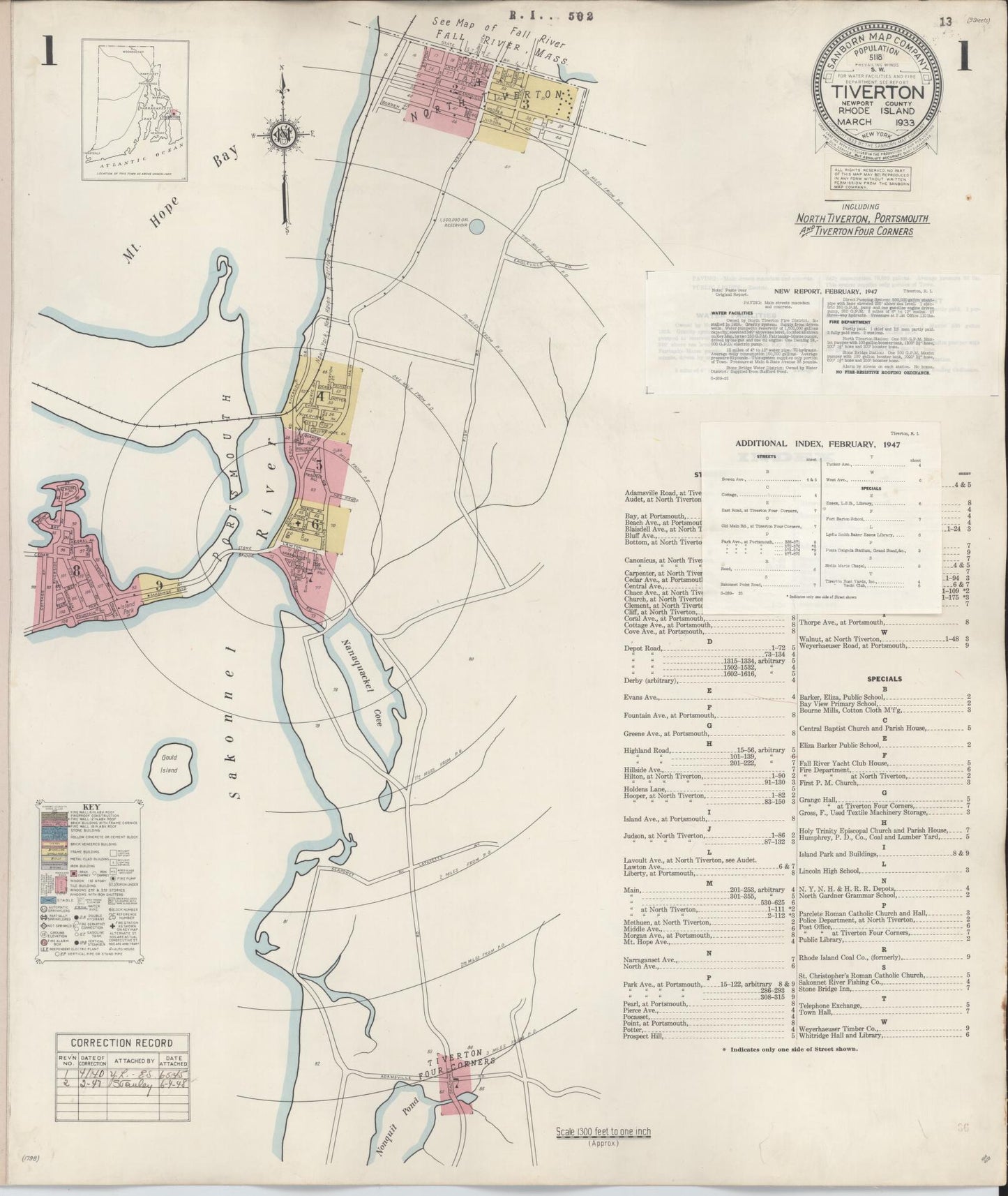 Sanborn Fire Insurance Map from Tiverton, Newport County, Rhode Island. (1947) – Historic Sanborn Fire Insurance Map Print