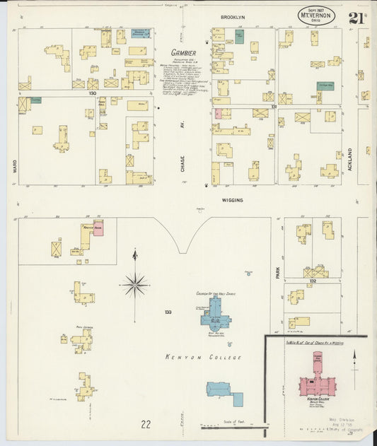 Sanborn Fire Insurance Map from Mount Vernon, Knox County, Ohio (1907), Sheet #0021 - Historic Sanborn Fire Insurance Map Print, vintage old map wall art, antique decor, genealogy gift, Ohio Ohio map