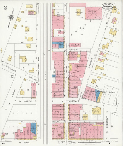 Sanborn Fire Insurance Map from Conway, Faulkner County, Arkansas (1926), Sheet #0002 - Complete Map Set gallery image, historic Sanborn map, vintage wall art, Arkansas Arkansas