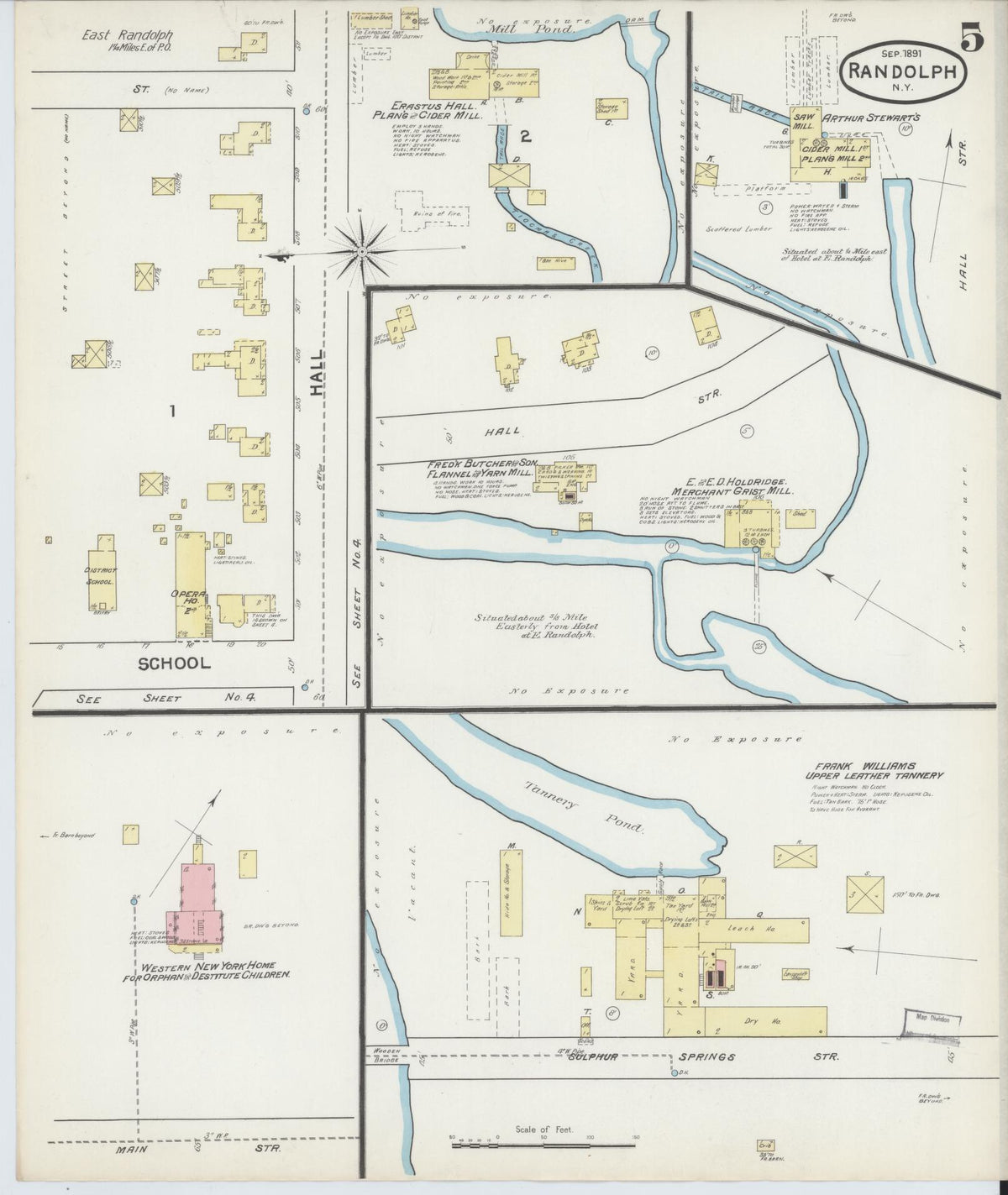 Sanborn Fire Insurance Map from Randolph, Cattaraugus County, New York (1891), Sheet #0005 - Complete Map Set gallery image, historic Sanborn map, vintage wall art, New York New York