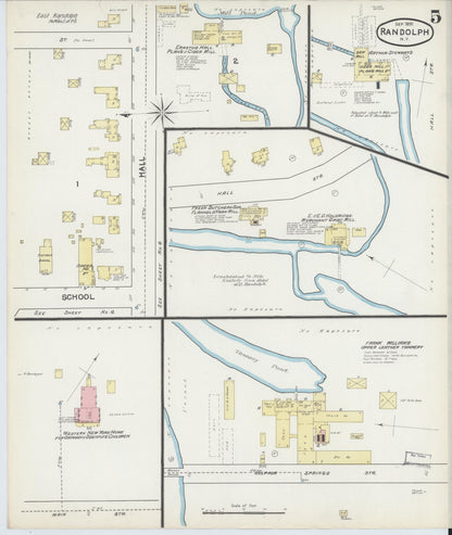 Sanborn Fire Insurance Map from Randolph, Cattaraugus County, New York (1891), Sheet #0005 - Complete Map Set gallery image, historic Sanborn map, vintage wall art, New York New York
