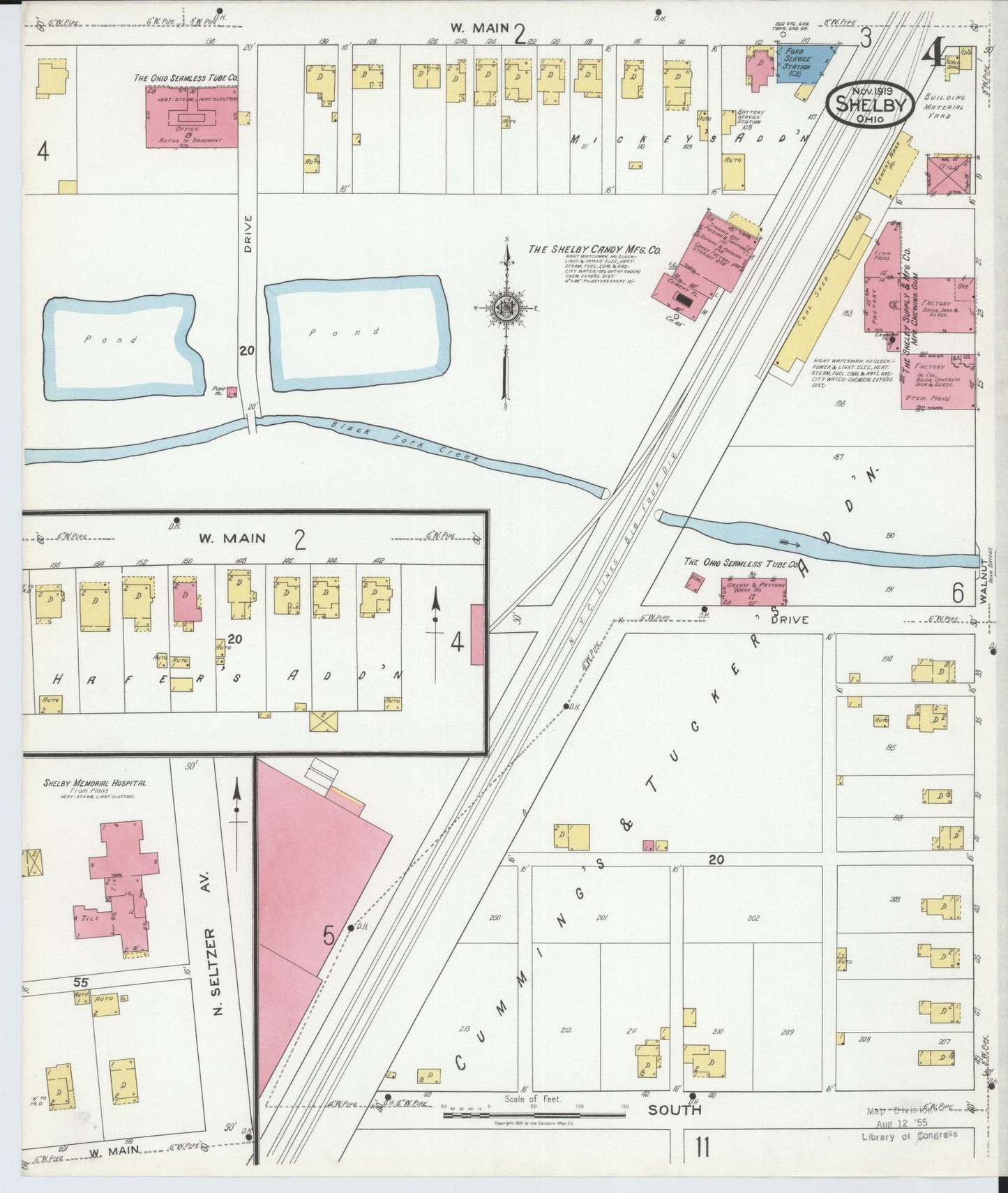 Sanborn Fire Insurance Map from Shelby, Richland County, Ohio (1919), Sheet #0004 - Complete Map Set gallery image, historic Sanborn map, vintage wall art, Ohio Ohio
