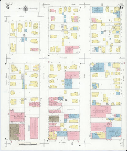 Sanborn Fire Insurance Map from Beloit, Rock County, Wisconsin (1939), Sheet #0006 - Historic Sanborn Fire Insurance Map Print, vintage old map wall art, antique decor, genealogy gift, Wisconsin Wisconsin map