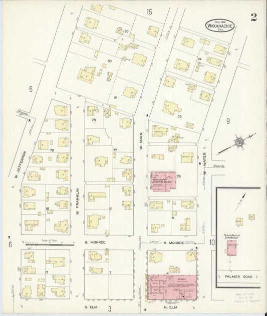 Sanborn Fire Insurance Map from Waxahachie, Ellis County, Texas (1914), Sheet #0002 - Historic Sanborn Fire Insurance Map Print, vintage old map wall art, antique decor, genealogy gift, Texas Texas map