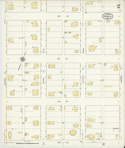 Sanborn Fire Insurance Map from Hamlin, Jones County, Texas (1913), Sheet #0002 - Historic Sanborn Fire Insurance Map Print, vintage old map wall art, antique decor, genealogy gift, Texas Texas map
