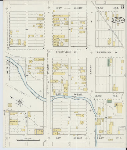 Sanborn Fire Insurance Map from Ashland, Ashland County, Wisconsin (1895), Sheet #0003 - Historic Sanborn Fire Insurance Map Print, vintage old map wall art, antique decor, genealogy gift, Wisconsin Wisconsin map