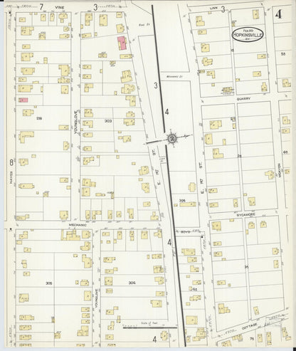 Sanborn Fire Insurance Map from Hopkinsville, Christian County, Kentucky (1913), Sheet #0004 - Complete Map Set gallery image, historic Sanborn map, vintage wall art, Kentucky Kentucky