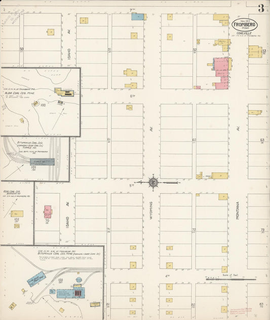 Sanborn Fire Insurance Map from Fromberg, Carbon County, Montana (1912), Sheet #0003 - Historic Sanborn Fire Insurance Map Print, vintage old map wall art, antique decor, genealogy gift, Montana Montana map