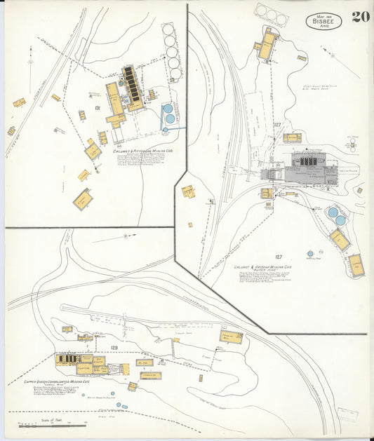 Sanborn Fire Insurance Map from Bisbee, Cochise County, Arizona (1906), Sheet #0020 - Historic Sanborn Fire Insurance Map Print, vintage old map wall art, antique decor, genealogy gift, Arizona Arizona map