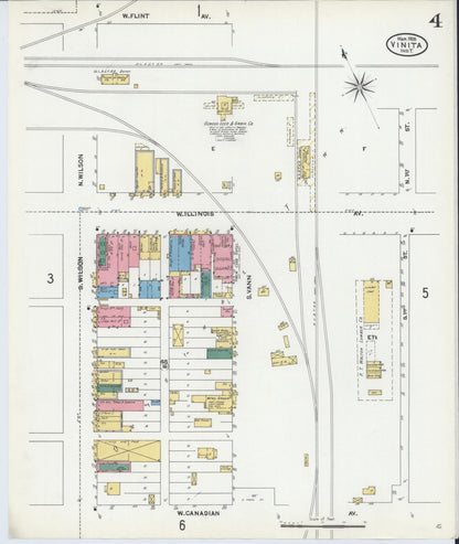 Sanborn Fire Insurance Map from Vinita, Craig County, Oklahoma (1905), Sheet #0004 - Complete Map Set gallery image, historic Sanborn map, vintage wall art, Oklahoma Oklahoma